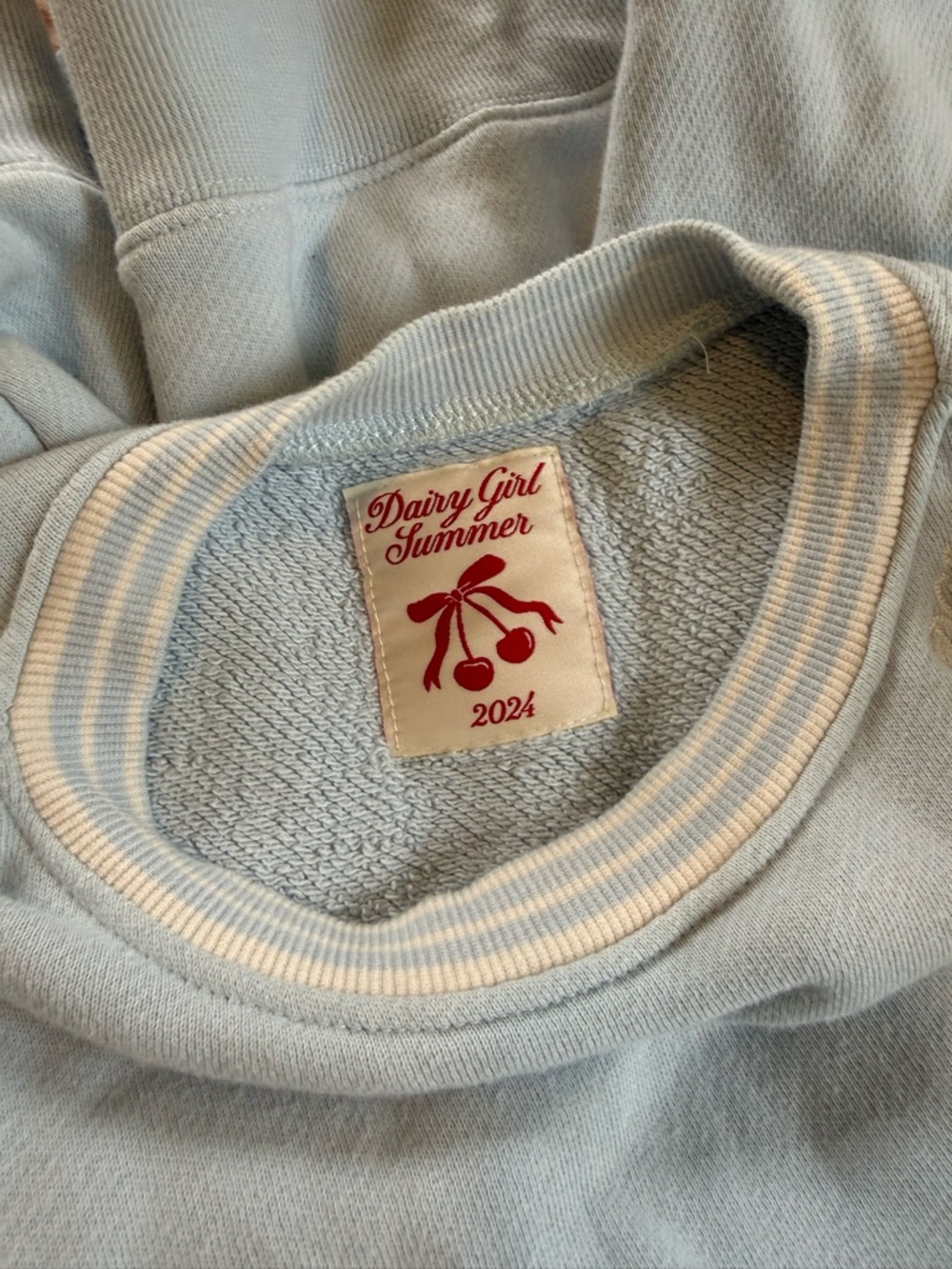 Dairy Girl Summer Light Blue Crewneck Sweatshirt - Picture 2 of 7